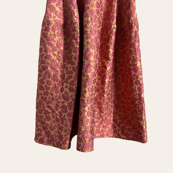 Jill Jill Stuart Pink Floral Jacquard Sweetheart Cocktail Midi Dress Size 0 - Picture 10 of 14